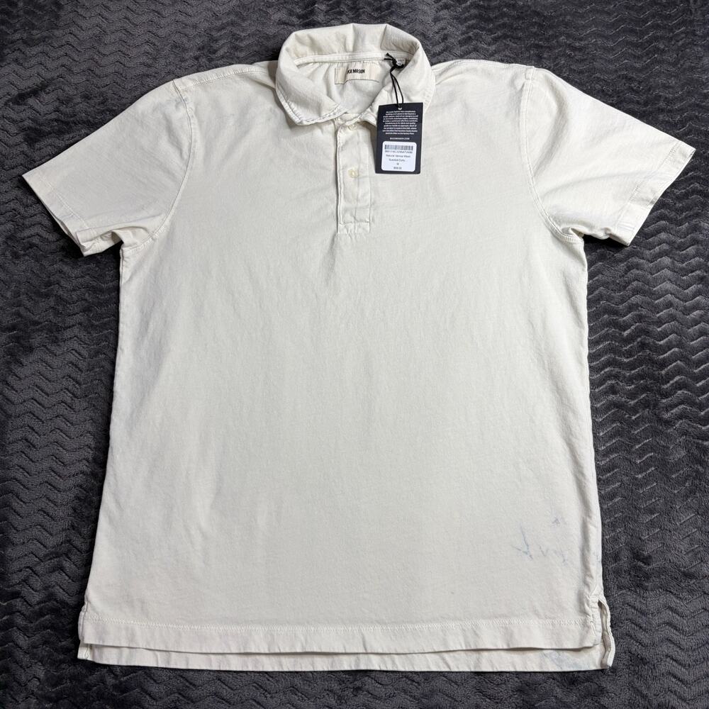Buck Mason natural Venice Wash Sueded Cotton Polo Size M Short Sleeve